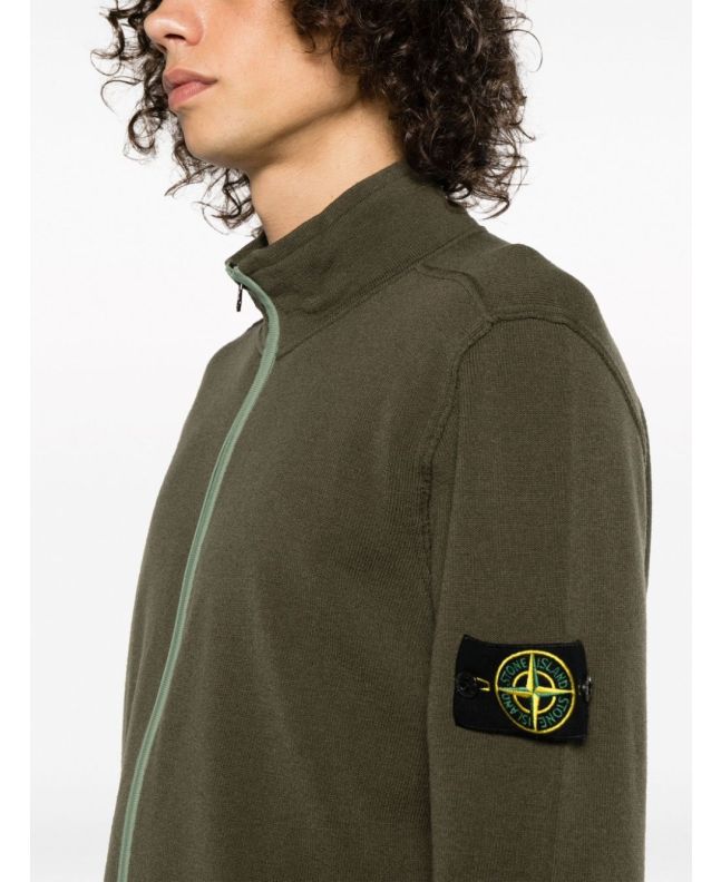 Spezial Madrid Stone Island 503A1 Knitwear Stretch Wool Cardigan Olive Green