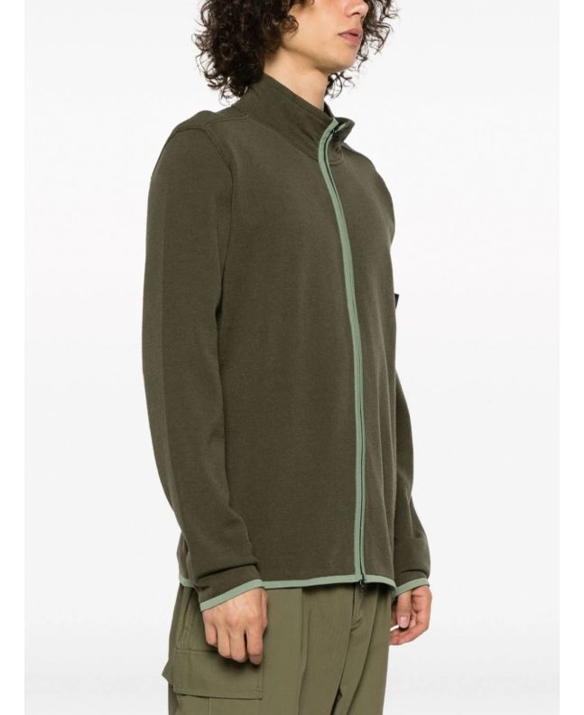 Spezial Madrid Stone Island 503A1 Knitwear Stretch Wool Cardigan Olive Green