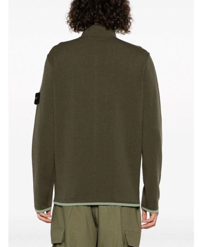 Spezial Madrid Stone Island 503A1 Knitwear Stretch Wool Cardigan Olive Green