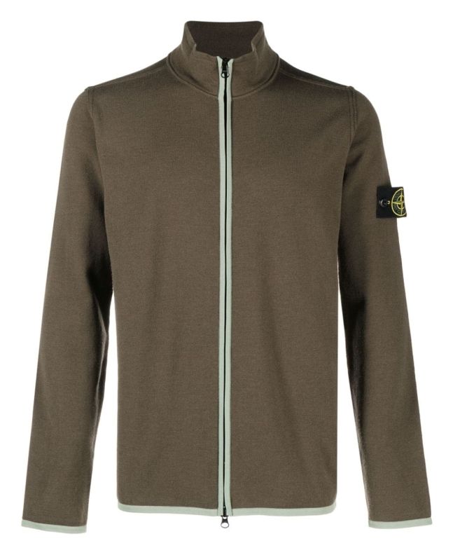 spezial madrid Stone Island 503A1 Knitwear Stretch Wool Cardigan Olive Green