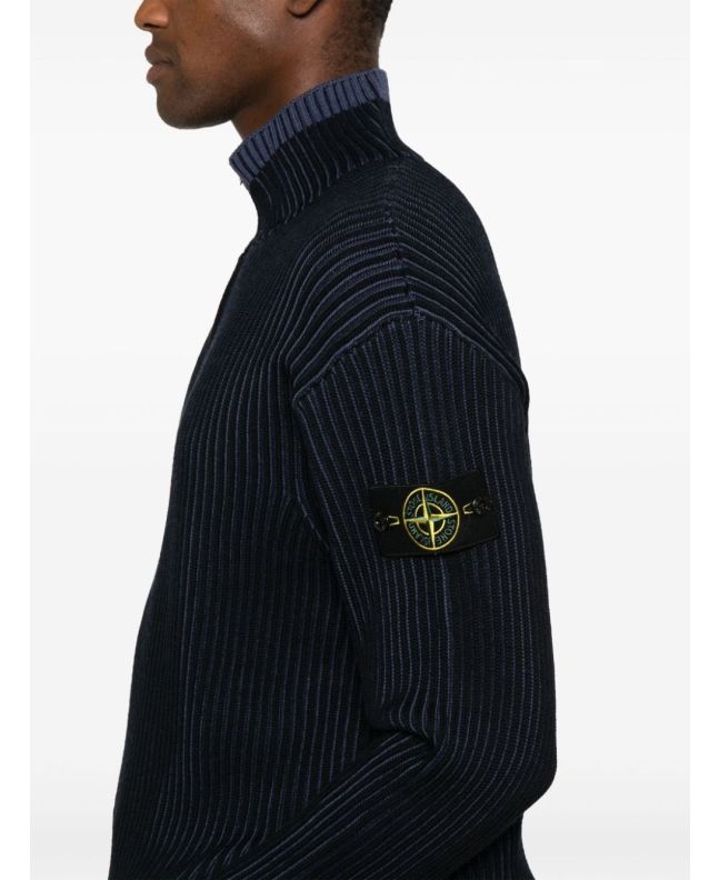 Spezial Madrid Stone Island 516C1 Vanisé Full Rib RWS Wool Knitwear Navy Blue