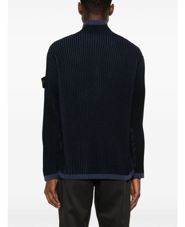 Spezial Madrid Stone Island 516C1 Vanisé Full Rib RWS Wool Knitwear Navy Blue