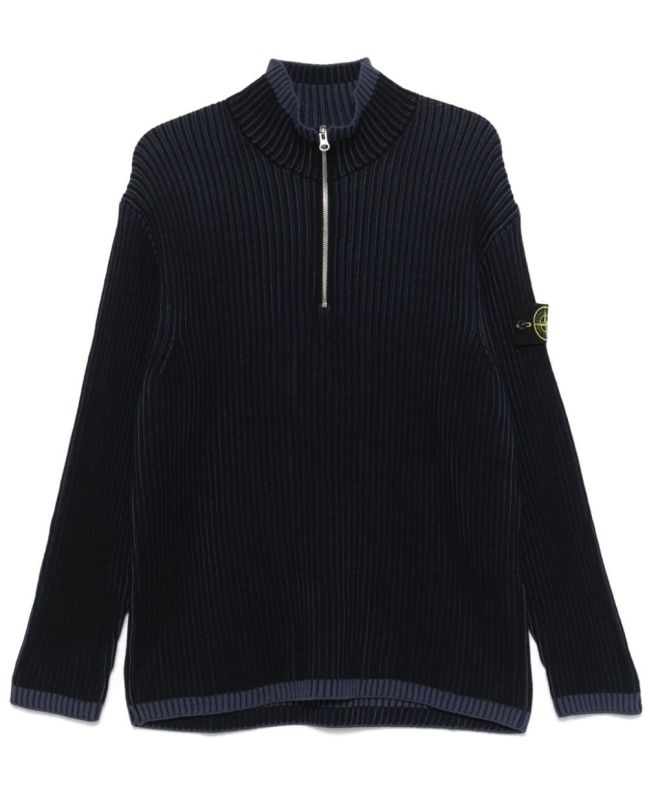 spezial madrid Stone Island 516C1 Vanisé Full Rib RWS Wool Knitwear Navy Blue