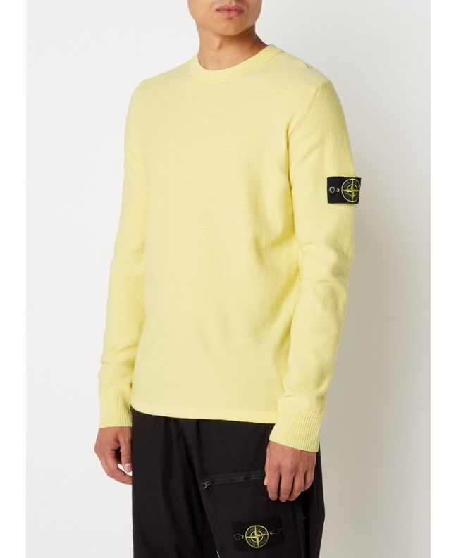 Spezial Madrid Stone Island 526A1 Stretch Wool Crewneck Lemon
