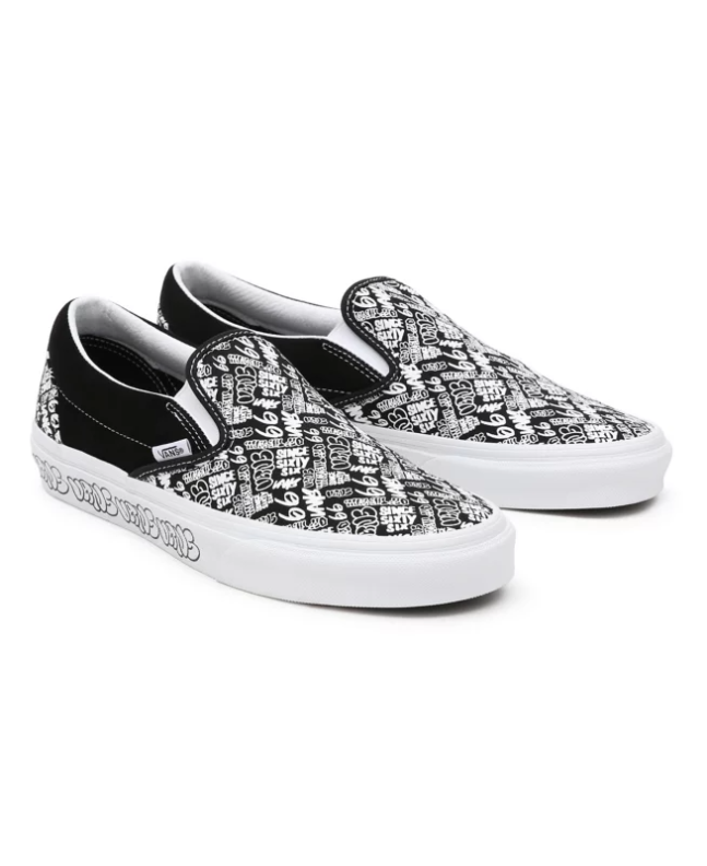 spezial madrid Vans UA Classic Slip On Graffiti Black & White