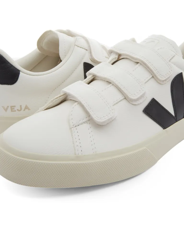 Spezial Madrid Veja Recife Velcro Leather Sneaker White & Black
