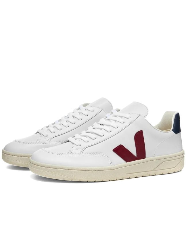 spezial madrid Veja V-12 Leather Sneaker White Burgundy & Navy
