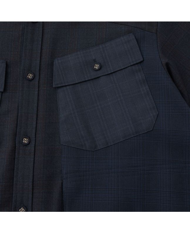 Spezial Madrid White Mountaineering Glen Check Mix Luggage Shirt Navy