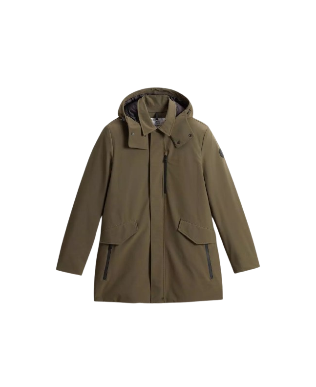 spezial madrid Woolrich Barrow Mac Soft Shell Coat Dark Green