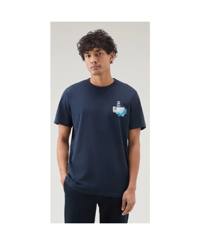 Spezial Madrid Woolrich Male Animated Sheep Cotton Tee Melton Blue