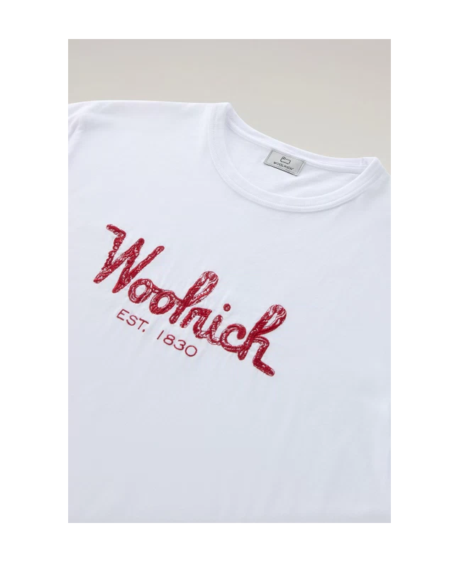 Spezial Madrid Woolrich Male Embroidered Logo Tee Bright White