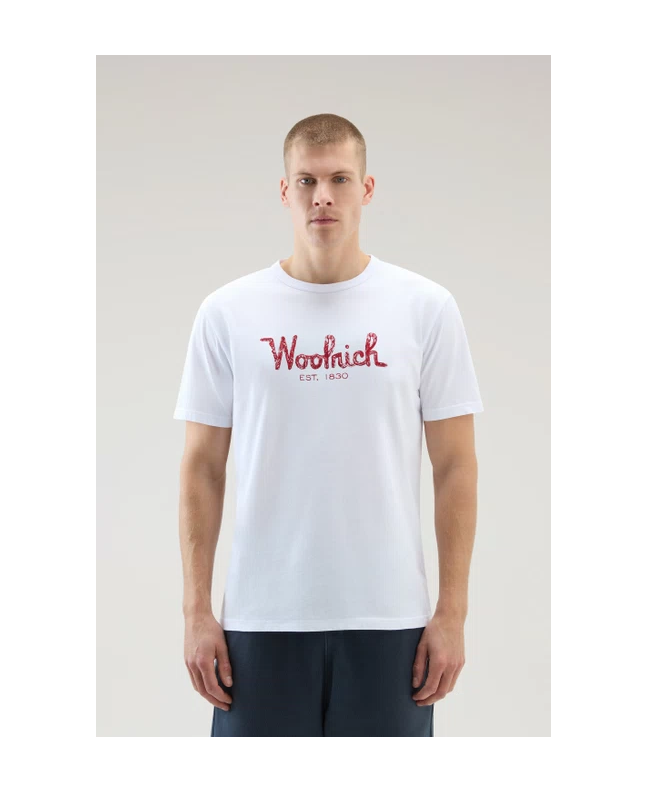 Spezial Madrid Woolrich Male Embroidered Logo Tee Bright White