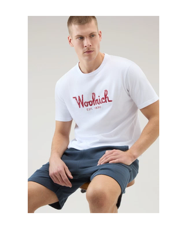 Spezial Madrid Woolrich Male Embroidered Logo Tee Bright White