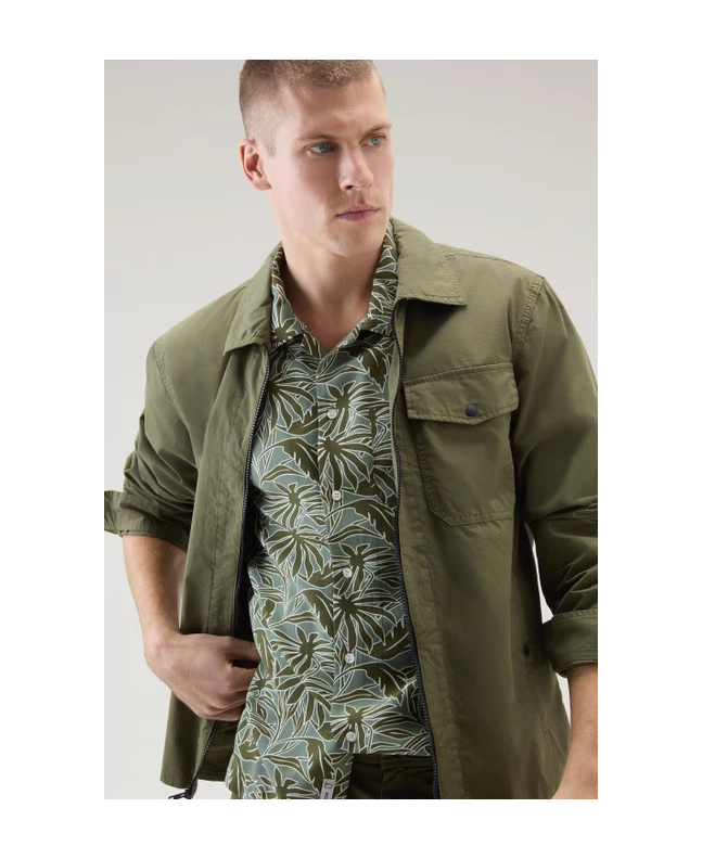 Spezial Madrid Woolrich Male Tropical Print Bowling Short Sleeve Shirt Sage