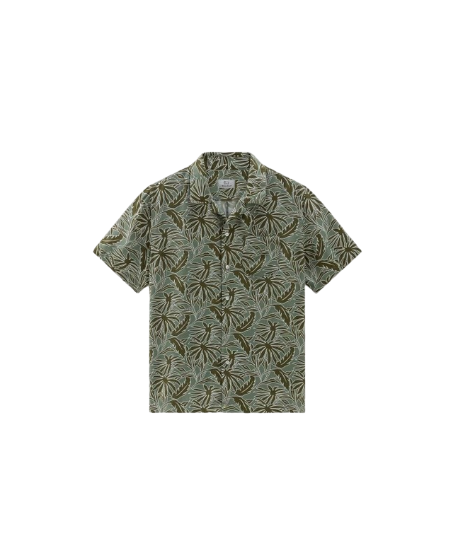 spezial madrid Woolrich Male Tropical Print Bowling Short Sleeve Shirt Sage