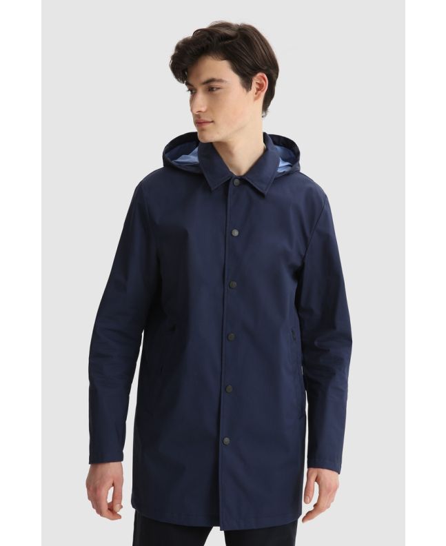 Spezial Madrid Woolrich Triple Layer Cotton Car Coat Melton Blue