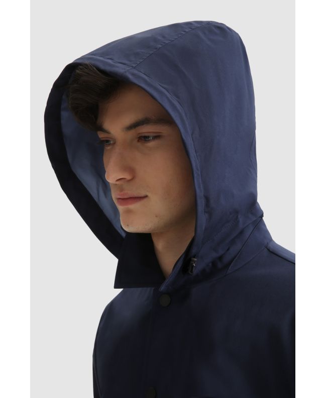 Spezial Madrid Woolrich Triple Layer Cotton Car Coat Melton Blue