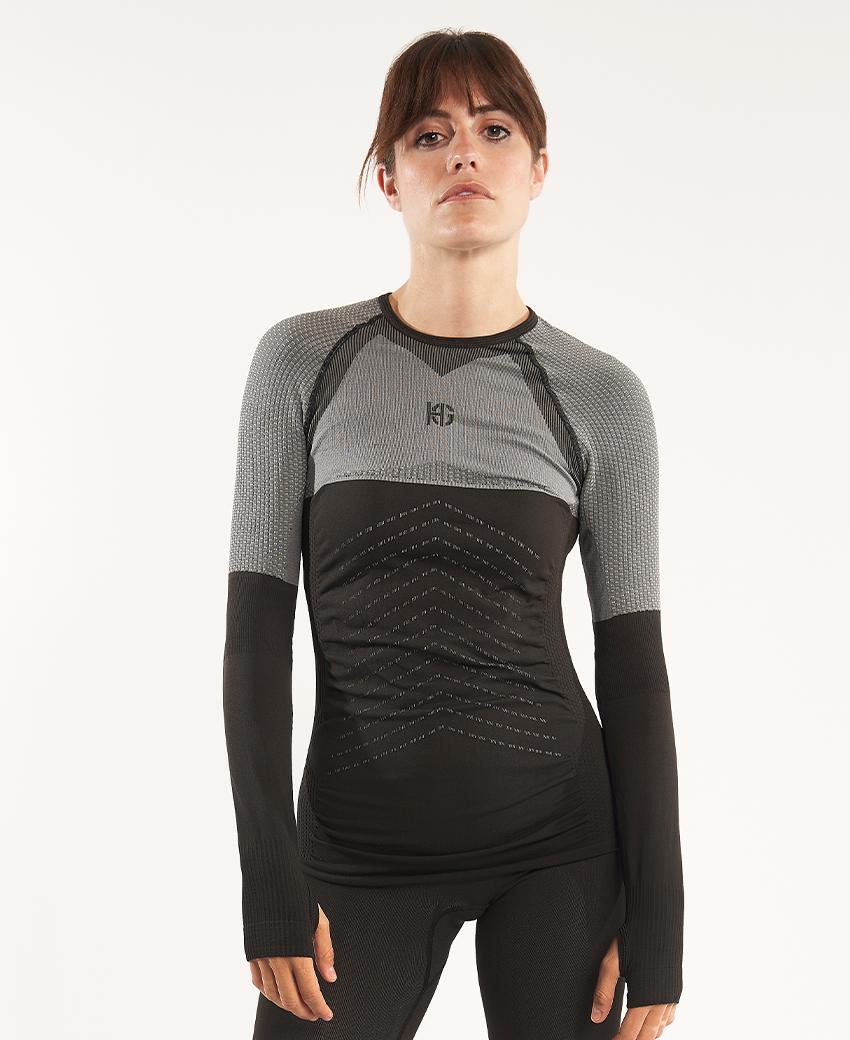 sport Hg ANDOYA Camiseta De Manga Larga Con Fibra De Carbono Negro Y Gris