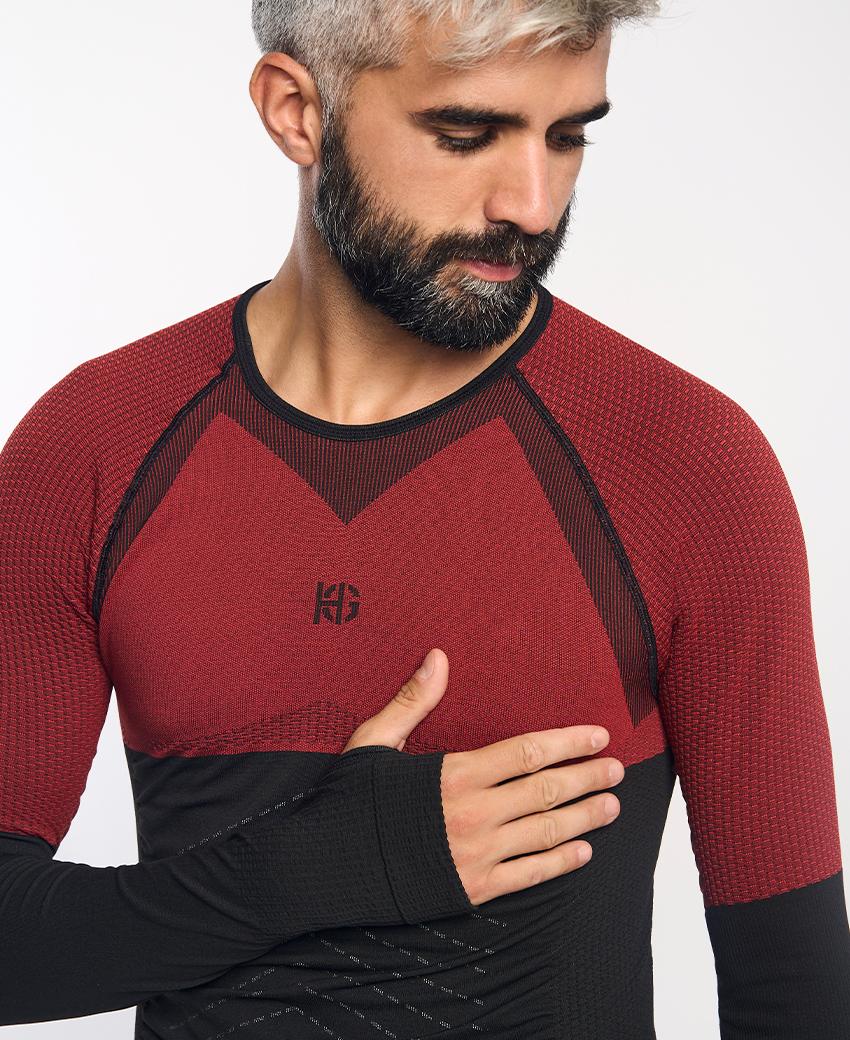 Sport Hg ANDOYA Camiseta De Manga Larga Con Fibra De Carbono Negro Y Rojo