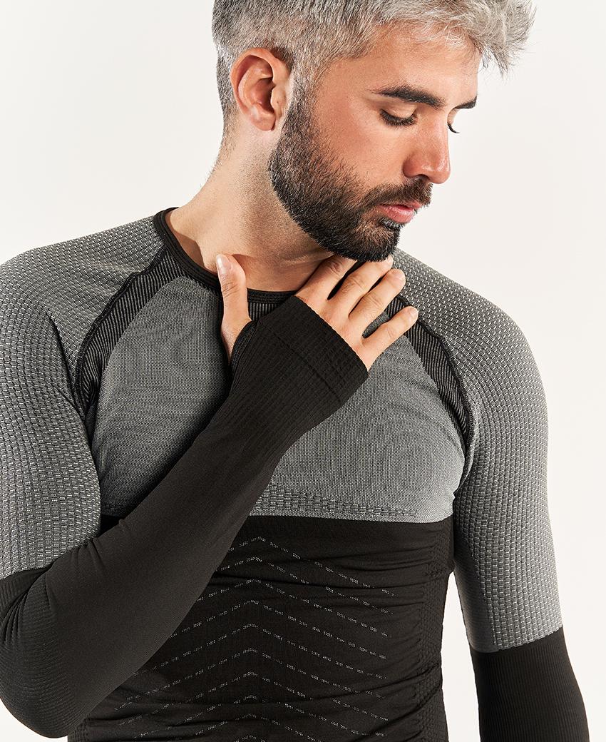 Sport Hg ANDOYA Camiseta De Manga Larga Con Fibra De Carbono Negro Y Gris