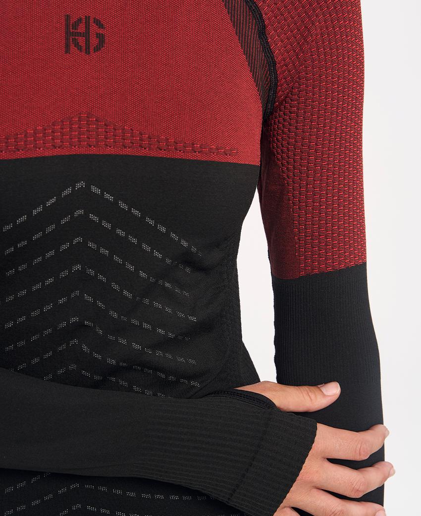 Sport Hg ANDOYA Camiseta De Manga Larga Con Fibra De Carbono Negro Y Rojo