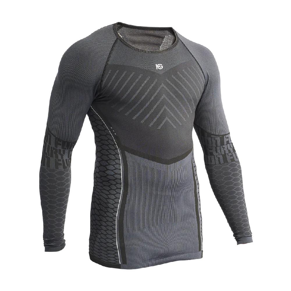 sport hg C-FURY Camiseta masculina de manga larga con fibra de carbono gris