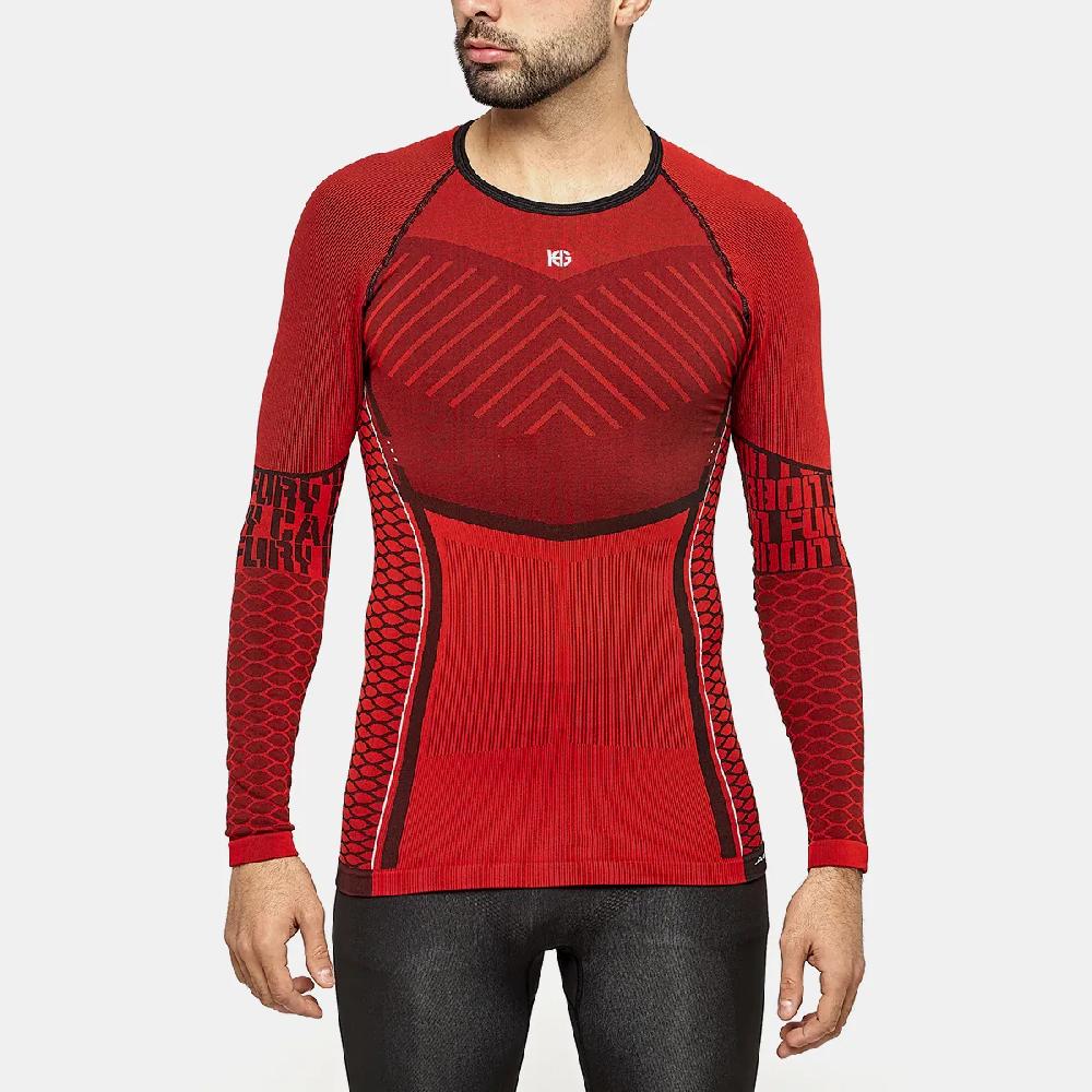 sport hg C-FURY Camiseta masculina de manga larga con fibra de carbono rojo