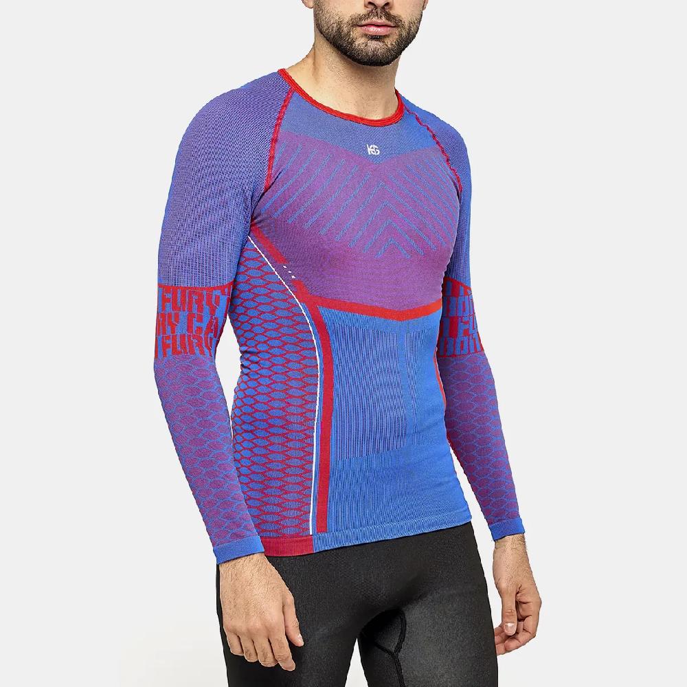 sport hg C-FURY Camiseta masculina de manga larga con fibra de carbono azul y rojo