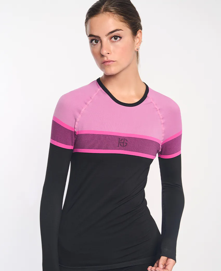 sport hg DACTYL Camiseta de manga larga negra y fucsia