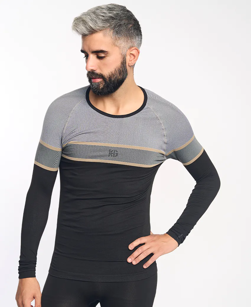 sport hg DACTYL Camiseta de manga larga negra y gris