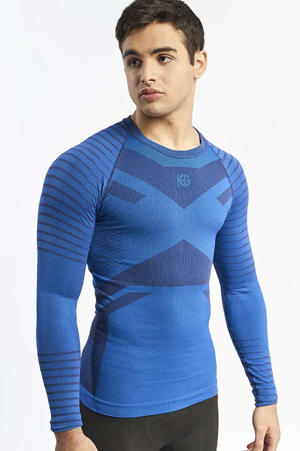 sport hg GRIMSEY Camiseta masculina de manga larga con fibra de carbono azul