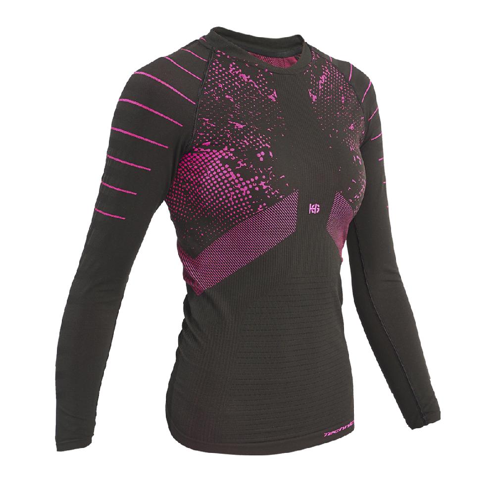 Sport Hg JET Camiseta Femenina De Manga Larga Con Fibra De Carbono Negro/fucsia