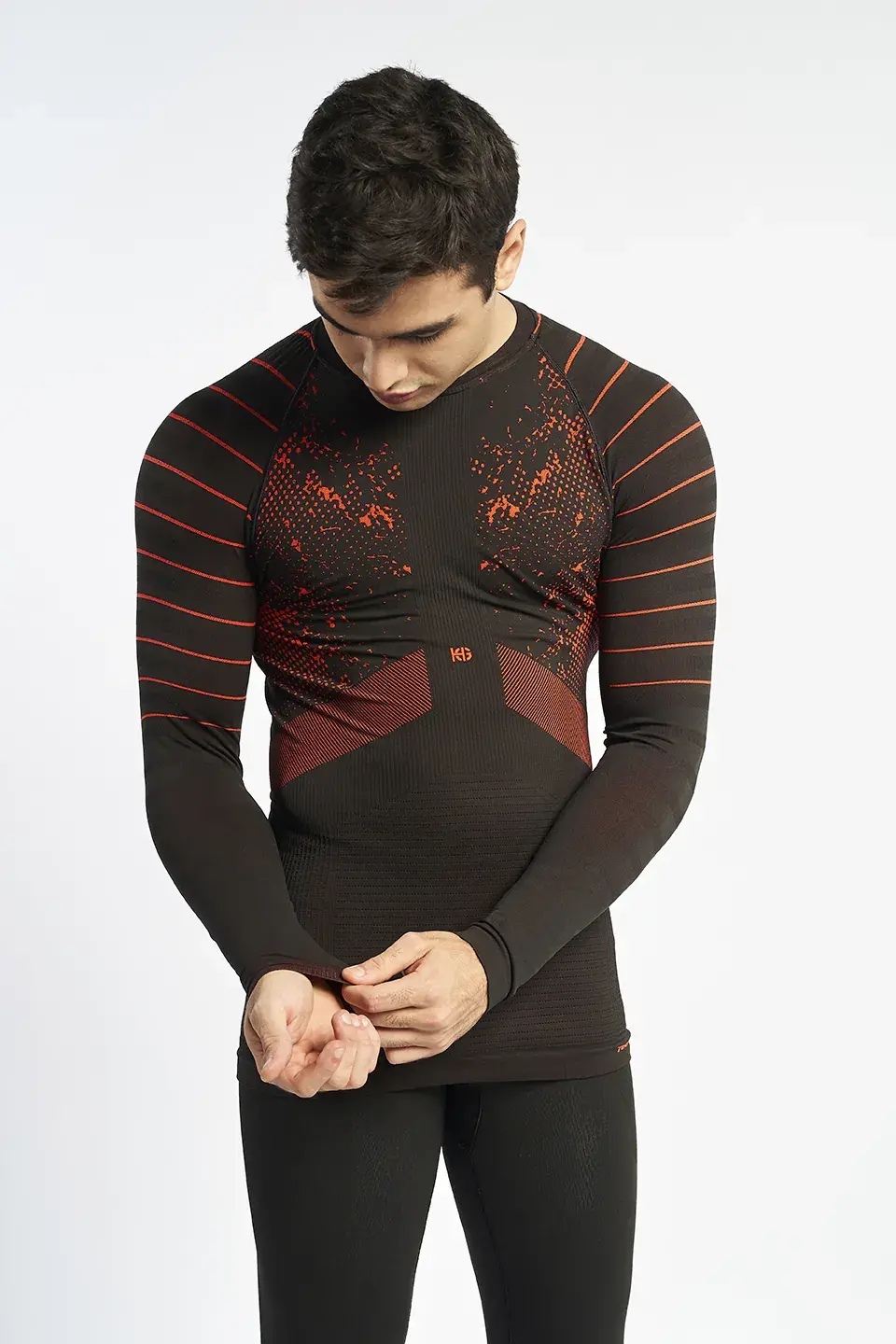 sport hg JET Camiseta masculina de manga larga con fibra de carbono naranja