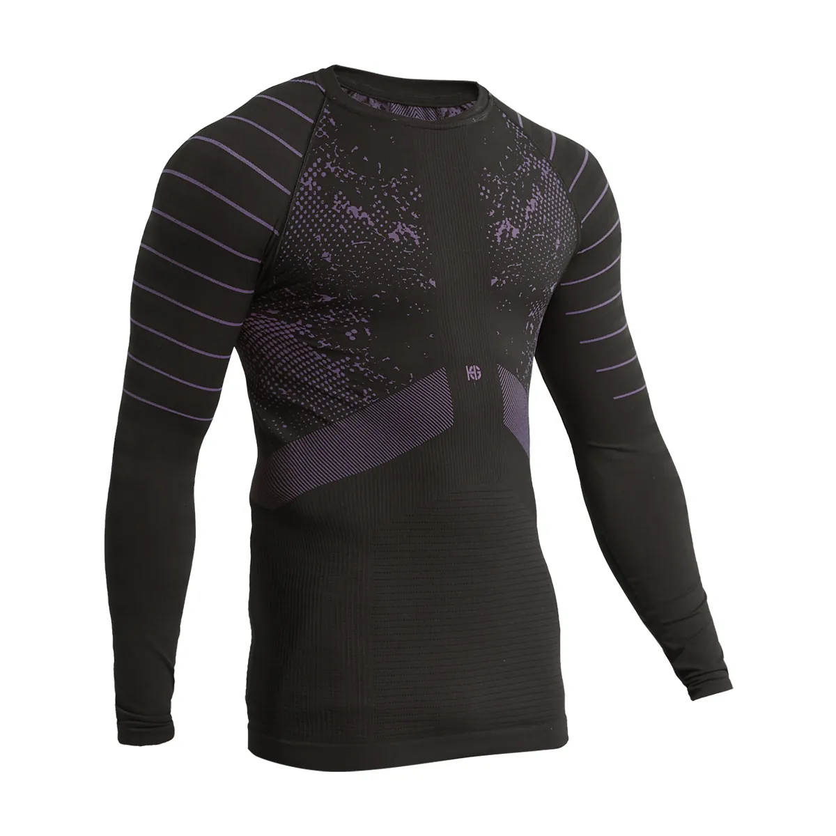 sport hg JET Camiseta masculina de manga larga con fibra de carbono negro