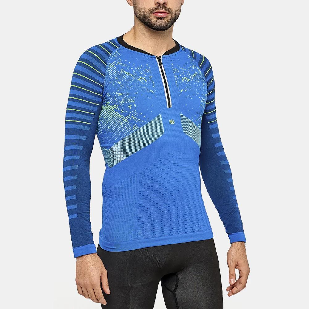 sport hg JET Camiseta masculina de manga larga con fibra de carbono azul