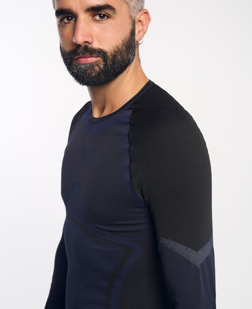 Sport Hg NORTH Camiseta De Manga Larga De Doble Capa Negra Y Marino