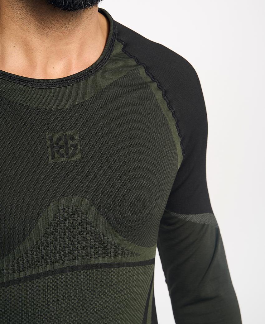 Sport Hg NORTH Camiseta De Manga Larga De Doble Capa Negra Y Kaki