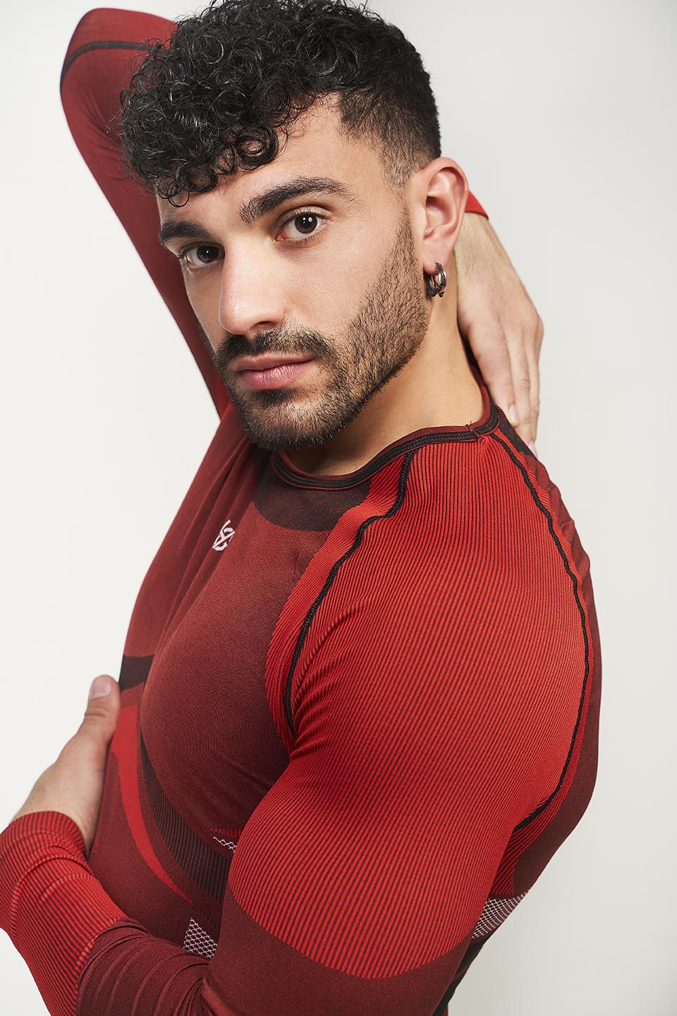 Sport Hg PALMER Camiseta Masculina De Manga Larga Con Fibra De Carbono Rojo