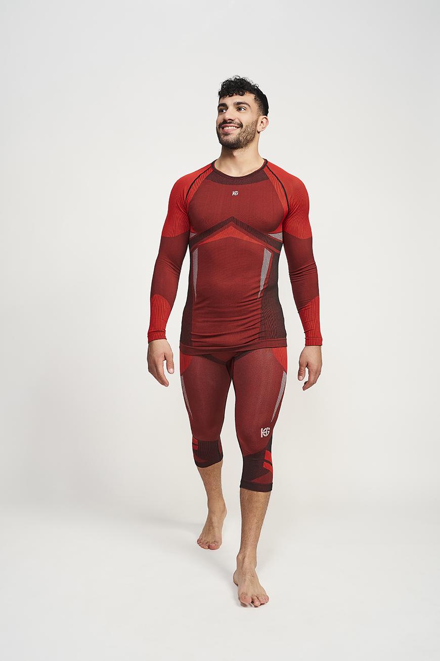 Sport Hg PALMER Camiseta Masculina De Manga Larga Con Fibra De Carbono Rojo