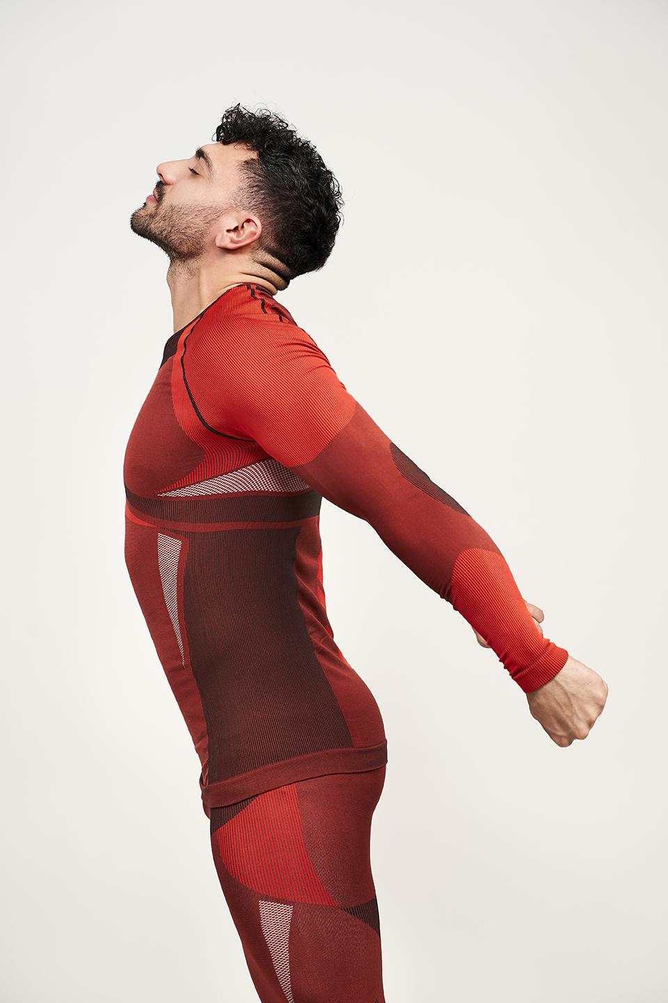 Sport Hg PALMER Camiseta Masculina De Manga Larga Con Fibra De Carbono Rojo