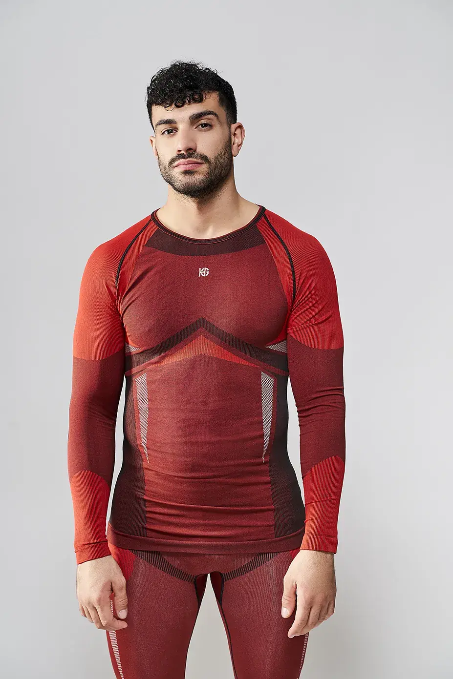 sport hg PALMER Camiseta masculina de manga larga con fibra de carbono rojo