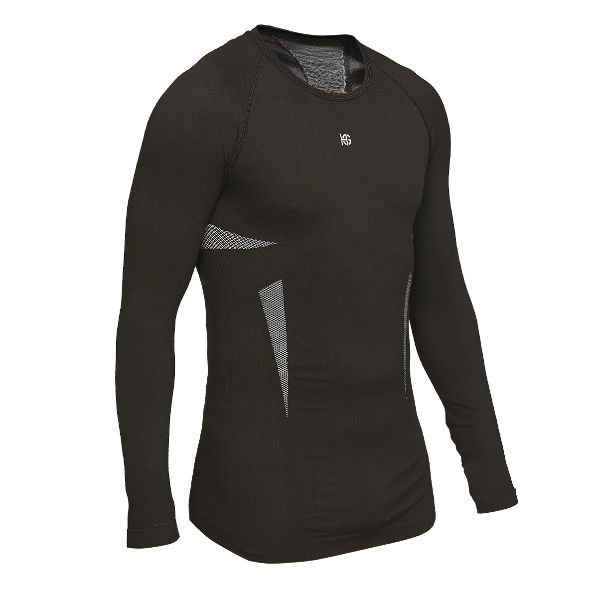 sport hg PALMER Camiseta masculina de manga larga con fibra de carbono negro