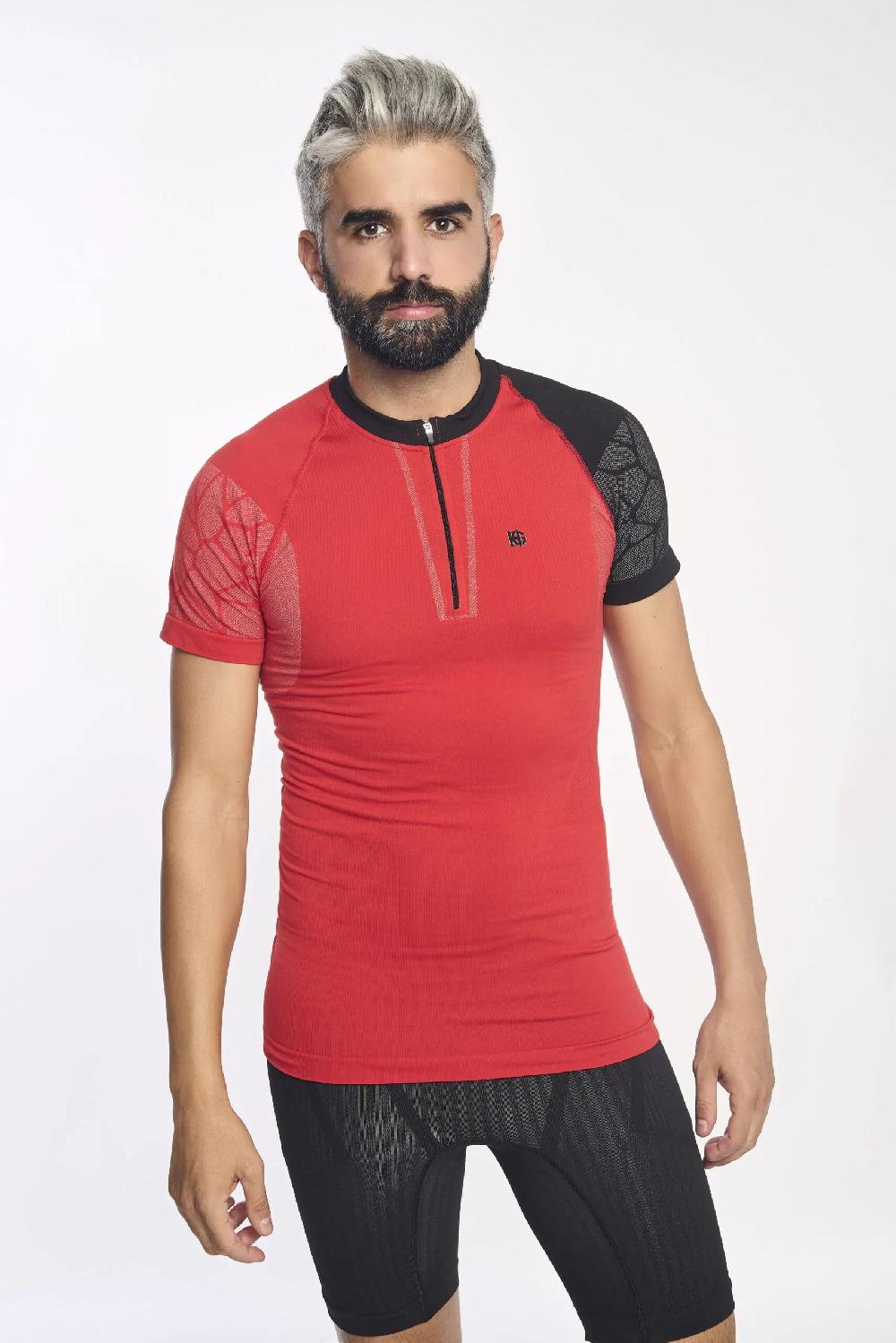 sport hg PRO TEAM Camiseta de manga corta con fibra de carbono rojo