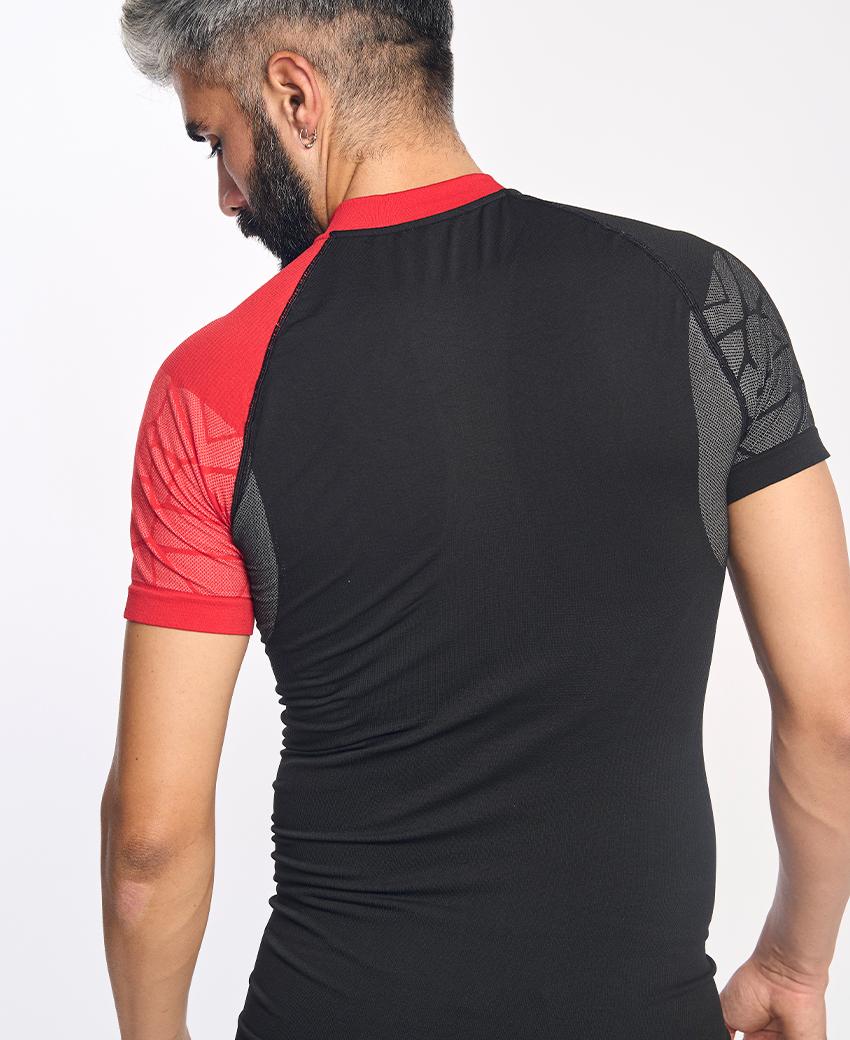 Sport Hg PRO TEAM Camiseta De Manga Corta Con Fibra De Carbono Negro Y Rojo