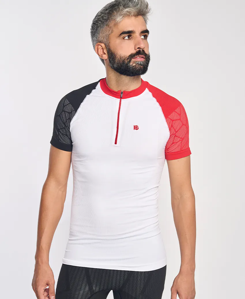 sport hg PRO TEAM Camiseta de manga corta con fibra de carbono blanco