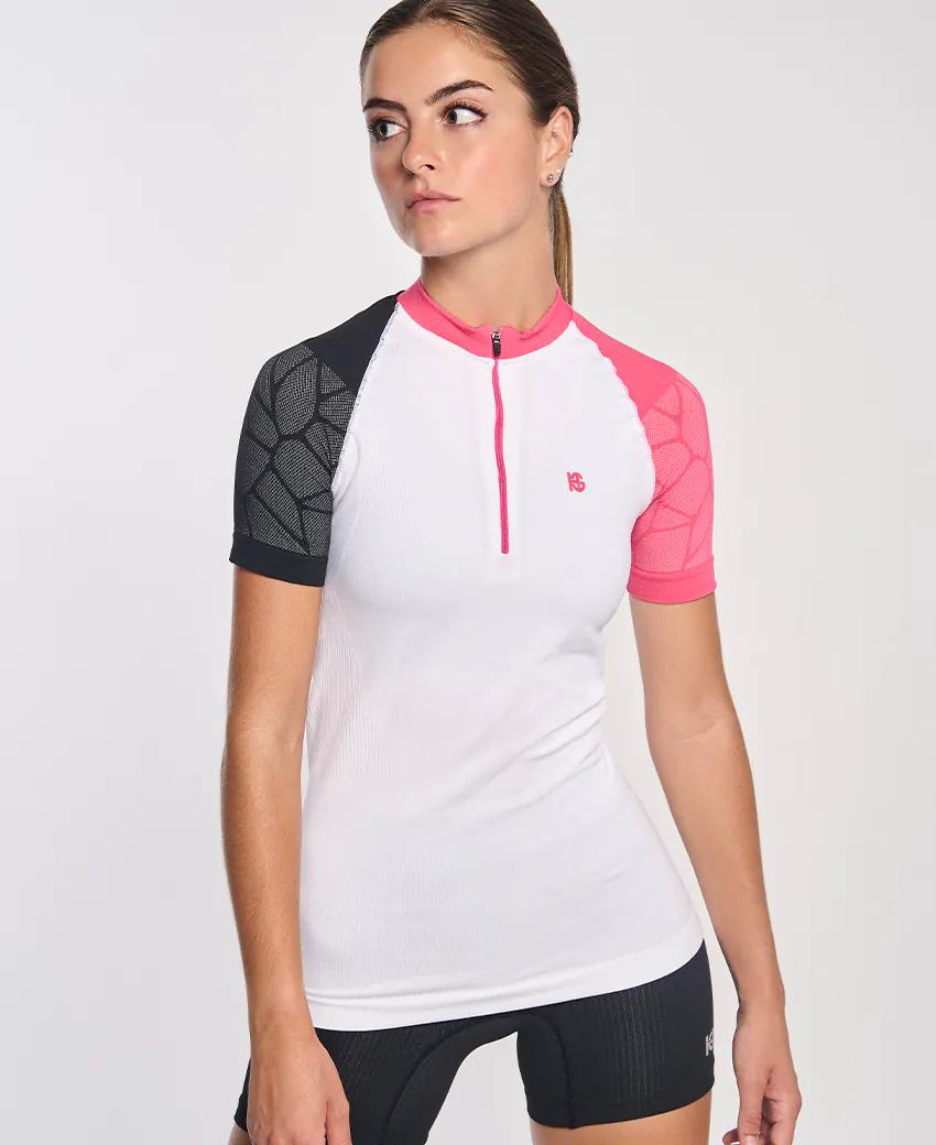 sport hg PRO TEAM Camiseta de manga corta con fibra de carbono blanco