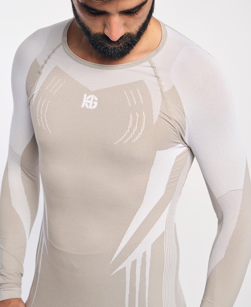 Sport Hg RAVEN Camiseta De Manga Larga Con Fibra De Carbono Blanco Y Camel