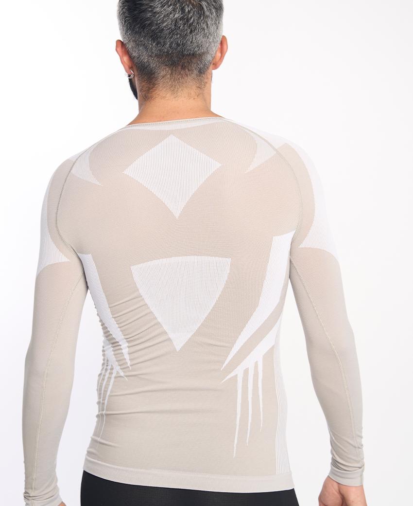 Sport Hg RAVEN Camiseta De Manga Larga Con Fibra De Carbono Blanco Y Camel