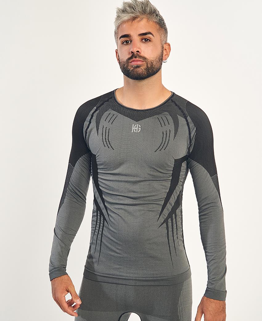 Sport Hg RAVEN Camiseta De Manga Larga Con Fibra De Carbono Negro Y Gris