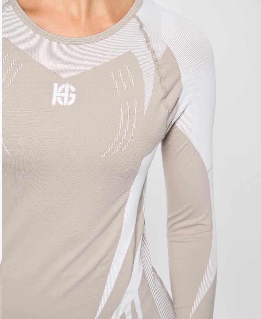 Sport Hg RAVEN Camiseta De Manga Larga Con Fibra De Carbono Blanco Y Camel